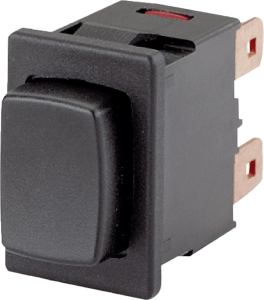 Pushbutton switch, 2 pole, black, unlit , 10 (8) A/250 VAC, 12 (8) A/250 VAC, 16 (4) A/250 VAC, 19.2 x 12.9 mm, IP40, 1684.1101