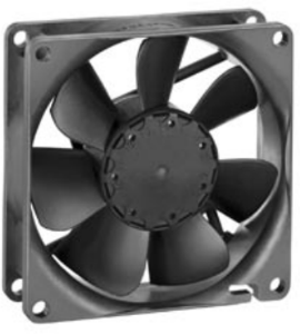 DC axial fan, 12 V, 80 x 80 x 25 mm, 45 m³/h, 19 dB, sintec slide bearing, ebm-papst, 8412 NGMLE