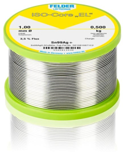 Solder wire, lead-free, Sn99Ag0.3Cu0.7NiGe, Ø 1 mm, 500 g