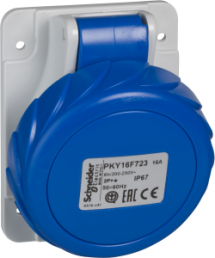 CEE surface-mounted socket, 3 pole, 16 A/200-250 V, blue, IP67, PKY16F723