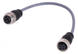 Sensor actuator cable, 7/8"-cable plug, straight to 7/8"-cable plug, straight, 4 pole, 1 m, PVC, gray, 21349697495010