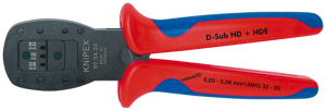 Crimping pliers for miniature connector, 0.03-0.56 mm², AWG 32-20, Knipex, 97 54 24
