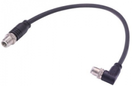 Sensor actuator cable, M12-cable plug, straight to M12-cable plug, angled, 4 pole, 1.5 m, Elastomer, black, 09482280011015