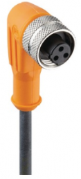 Sensor actuator cable, 1/2"-cable socket, angled to open end, 3 pole, 10 m, PUR, orange, 4 A, 74744