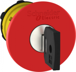 Key switch, unlit, waistband round, red, front ring black, 2 x 90°, mounting Ø 22 mm, ZB5AS94420