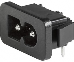 Plug C8, 2 pole, snap-in, PCB connection, black, 6160.0159
