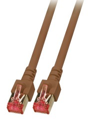 Patch cable, RJ45 plug, straight to RJ45 plug, straight, Cat 6, S/FTP, LSZH, 0.15 m, brown