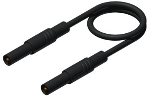 Measuring lead with (4 mm plug, spring-loaded, straight) to (4 mm plug, spring-loaded, straight), 1 m, black, PVC, 2.5 mm², CAT III