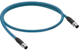 Sensor actuator cable, M12-cable plug, straight to M12-cable plug, straight, 4 pole, 10 m, TPE, blue, 934637517