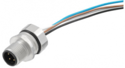 Sensor actuator cable, M12-flange plug, straight to open end, 4 pole, 0.5 m, PUR, 4 A, 1861160000