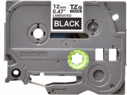 Labelling tape cartridge, 12 mm, tape black, font white, 8 m, TZE-335