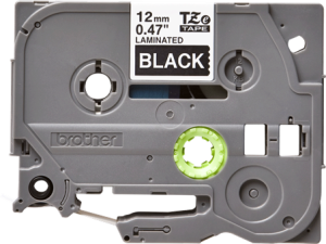 Labelling tape cartridge, 12 mm, tape black, font white, 8 m, TZE-335