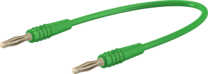 Measuring lead with (2 mm plug, spring-loaded, straight) to (2 mm plug, spring-loaded, straight), 600 mm, green, PVC, 0.5 mm²