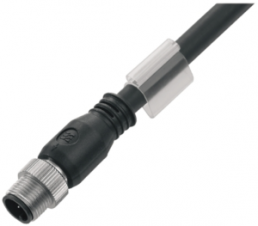 Sensor actuator cable, M12-cable plug, straight to open end, 3 pole, 0.1 m, PUR, black, 4 A, 1906470010