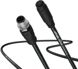 Sensor actuator cable, M8-plug, straight to M12 socket, straight, 5 pole, 5 m, PVC, black, 3 A, 44429472
