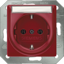 German schuko-style socket outlet with label field, red, 16 A/250 V, Germany, IP20, 5UB1536