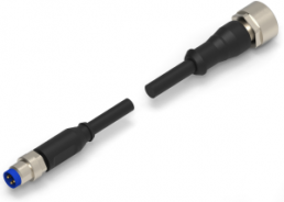 Sensor actuator cable, M12-cable plug, straight to M12-cable socket, straight, 4 pole, 1.5 m, PUR, black, 4 A, 2273113-4