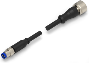 Sensor actuator cable, M12-cable plug, straight to M12-cable socket, straight, 3 pole, 1.5 m, PVC, black, 4 A, 1-2273112-4