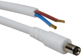 DC connection cable, 2 m, white, DC plug, 2.5 x 5.5 mm