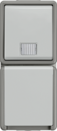 Surface mounted moist room pushbutton/socket combination, gray, 250 V (AC), 16 A, IP44, 5TD4811