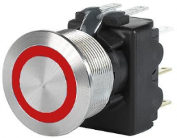 Pushbutton, 2 pole, silver, illuminated  (red), 3 A/250 V, mounting Ø 19 mm, IP67, 3-108-951