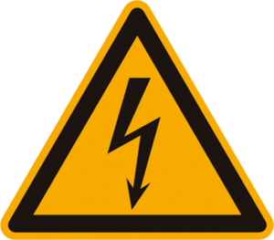 Warning sign, symbol: lightning, (L) 25 mm, plastic, BLITZPFEIL 025