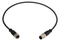 Sensor actuator cable, M12-cable plug, straight to M12-cable socket, straight, 4 pole, 1 m, PUR, black, 21347875474010