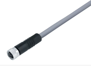 Sensor actuator cable, M8-cable socket, straight to open end, 4 pole, 5 m, PVC, gray, 4 A, 79 3382 45 04