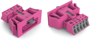 Socket, 5 pole, snap-in, push-in, 0.25-1.5 mm², pink, 890-785/082-000
