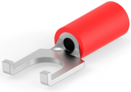 Insulated forked cable lug, 0.3-1.42 mm², AWG 22 to 16, red