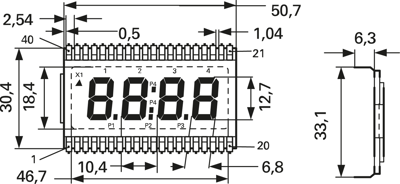VI422DP-RC-S Varitronix LED-Modules