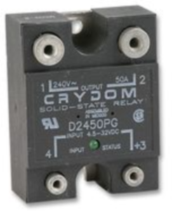 Solid state relay, 24-280 VAC, zero voltage switching, 3-32 VDC, 50 A, PCB mounting, D2450PG