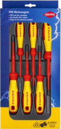 VDE screwdriver kit, PH1, PH2, PZ1, PZ2, 2.5 mm, 4 mm, Phillips/Pozidriv/slotted, 00 20 12 V05