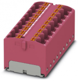 Distribution block, push-in connection, 0.2-6.0 mm², 18 pole, 32 A, 6 kV, pink, 3273851