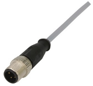 Sensor actuator cable, M12-cable plug, straight to open end, 4 pole, 10 m, PVC, gray, 21348400484100