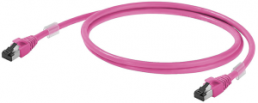 Patch cable, RJ45 plug, straight to RJ45 plug, straight, Cat 6A, S/FTP, LSZH, 0.35 m, magenta
