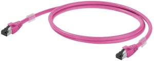 Patch cable, RJ45 plug, straight to RJ45 plug, straight, Cat 6A, S/FTP, LSZH, 0.2 m, magenta