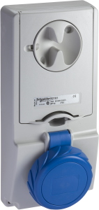 CEE surface-mounted socket, 3 pole, 32 A/200-250 V, blue, 6 h, IP65, 82192
