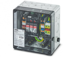 Switchgear combination, 1000 VDC for connection of 1x 3 strings, (H x W x D) 180 x 180 x 111 mm, IP65, polycarbonate, gray, 1064363