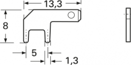 Faston plug, 2.8 x 0.8 mm, L 13.3 mm, uninsulated, angled, 378908.68