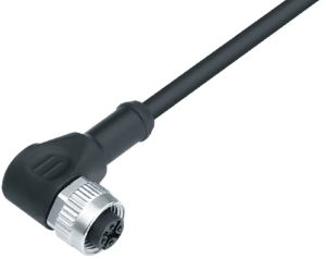 Sensor actuator cable, M12-cable socket, angled to open end, 4 pole, 2 m, PUR, gray, 4 A, 79 3434 33 04