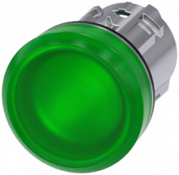 Indicator light, 22 mm, round, metal, high gloss,green, lens, smooth