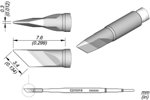 Soldering tip, Blade shape, Ø 0.3 mm, C210018