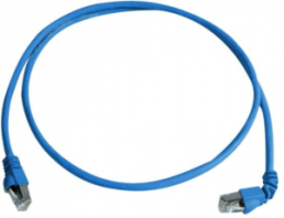 Patch cable, RJ45 plug, straight to RJ45 plug, angled, Cat 6A, S/FTP, PVC, 0.5 m, blue