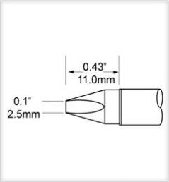 Soldering tip, Chisel shaped, (L x W) 11 x 2.5 mm, 450 °C, SCV-CH25