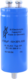 Electrolytic capacitor, 1000 µF, 100 V (DC), -10/+30 %, can, Ø 35 mm
