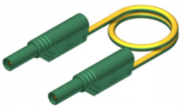 Measuring lead with (4 mm plug, spring-loaded, straight) to (4 mm plug, spring-loaded, straight), 1 m, yellow/green, PVC, 2.5 mm², CAT II