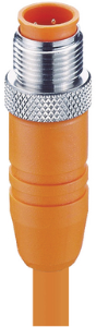 Sensor actuator cable, M12-cable plug, straight to open end, 4 pole, 0.65 m, PVC, orange, 4 A, 12086