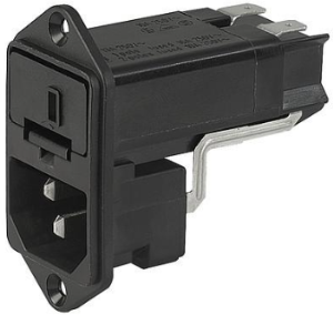 Combination element C14, 3 pole, screw mounting, plug-in connection, black, 4303.0181