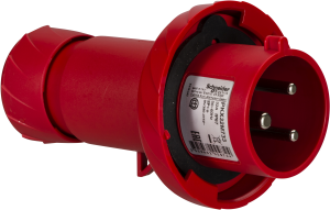 CEE plug, 3 pole, 32 A/380-415 V, red, 9 h, IP67, PKX32M733